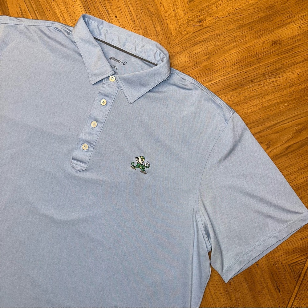 Johnnie O Notre Dame Short Sleeve Polo Shirt XXL Mens Blue Fighting Irish Logo